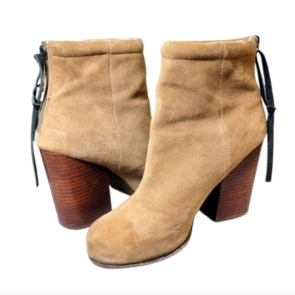 Jeffrey Campbell Rumble suede booties tan heel back zipper Size 8 - Picture 15 of 16